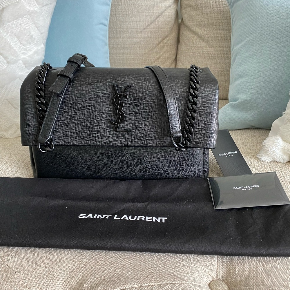 YSL West Hollywood Medium Black NWT Saint Laurent Logo Bag